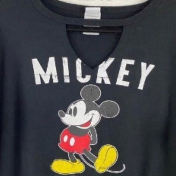 Disney Jerry Leigh Mickey Mouse Black Keyhole Sweatshirt XS Soft Lightweight NWT - Picture 6 of 7